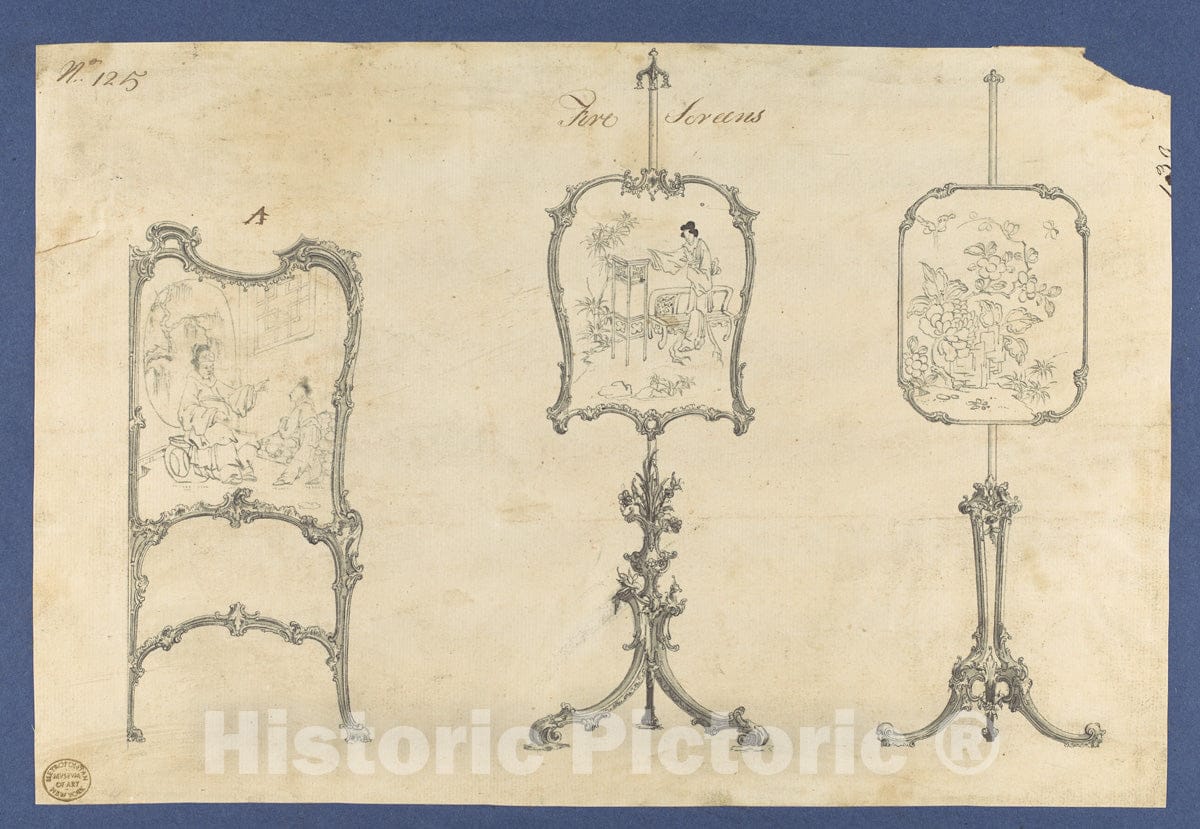 Art Print : Thomas Chippendale - Fire Screens, in Chippendale Drawings, Vol. I 1 : Vintage Wall Art