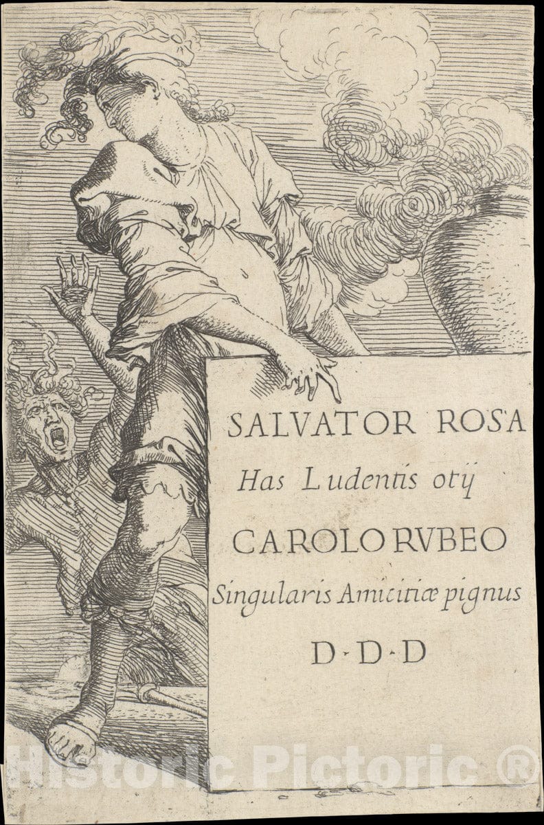 Art Print : Salvator Rosa - Frontispiece for The Series of 'Figurine' : Vintage Wall Art