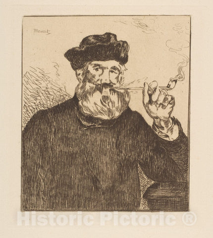 Art Print : Reproduction of The Etching by Édouard Manet - The Smoker : Vintage Wall Art