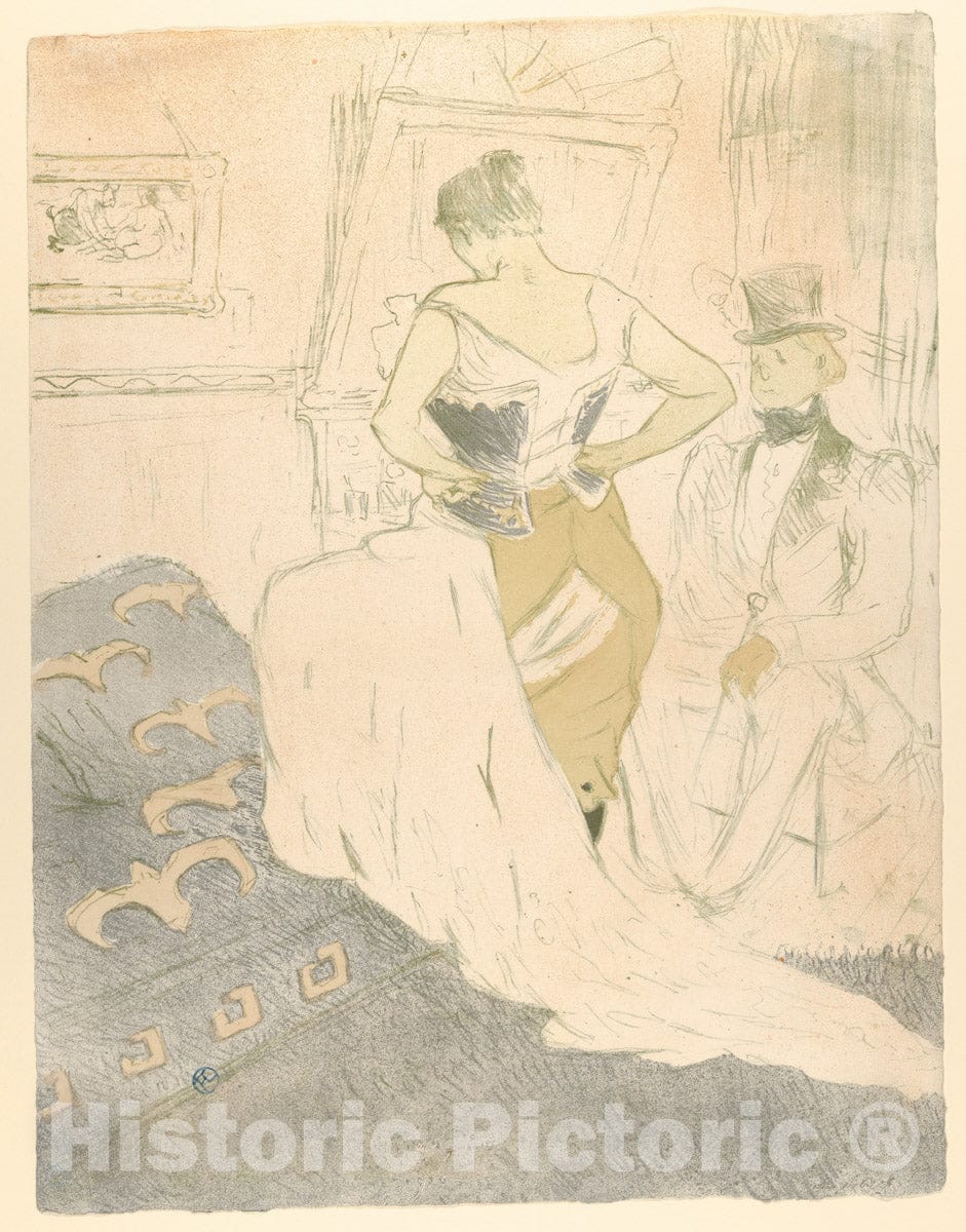 Art Print : Henri de Toulouse-Lautrec - Fastening a Corset : Vintage Wall Art