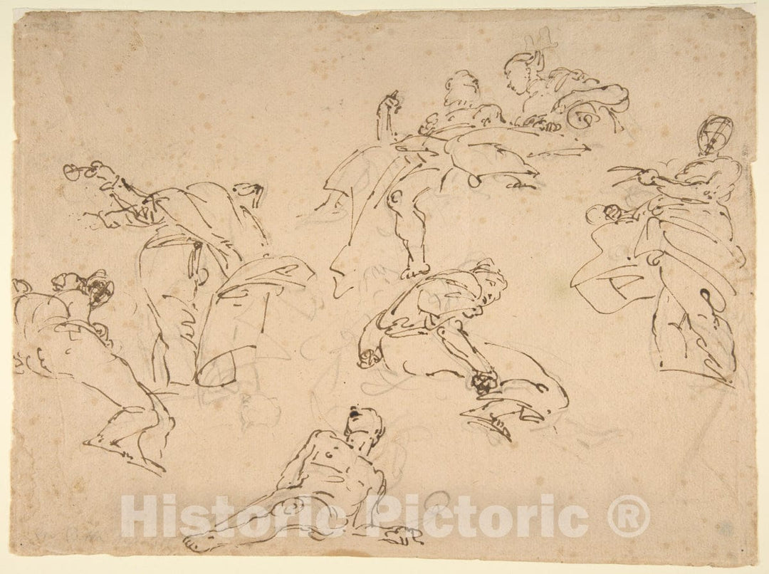 Art Print : Giovanni Battista Tiepolo - Figure Studies : Vintage Wall Art