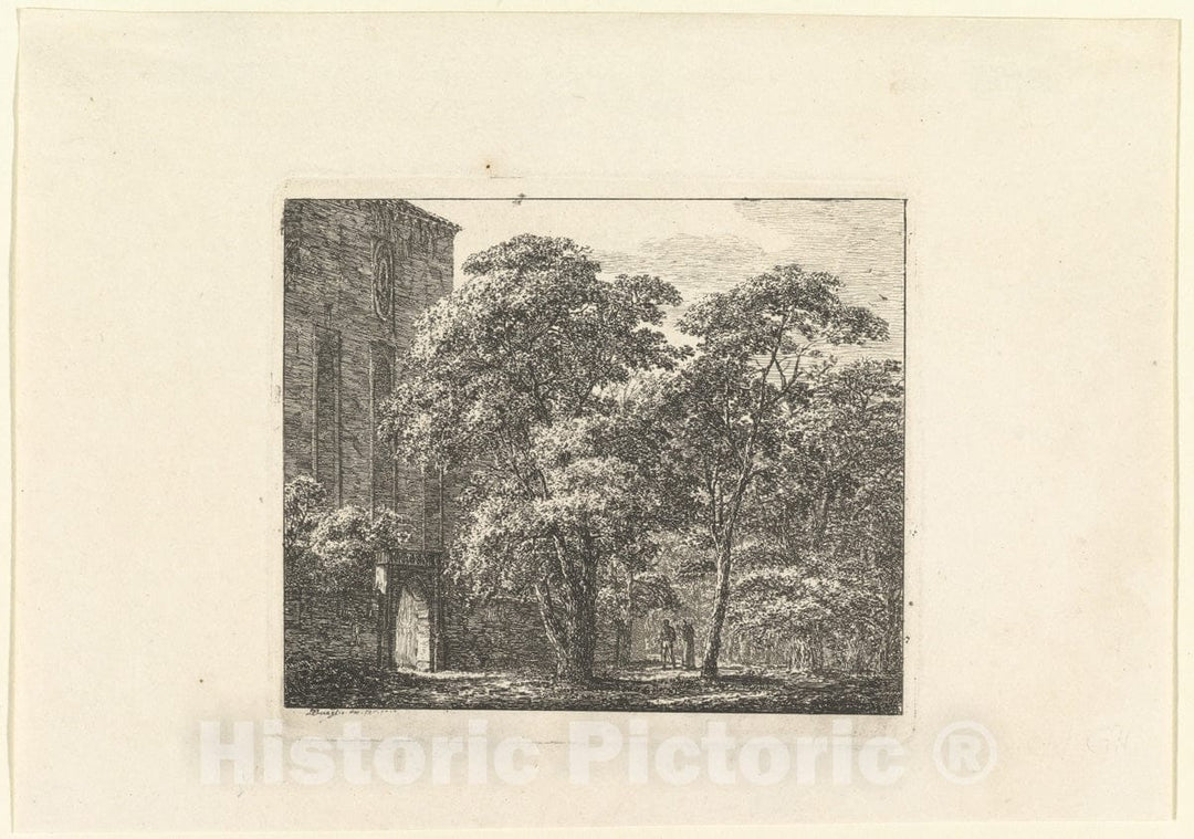 Art Print : Domenico Quaglio II - Gothic Architecture in a Landscape : Vintage Wall Art