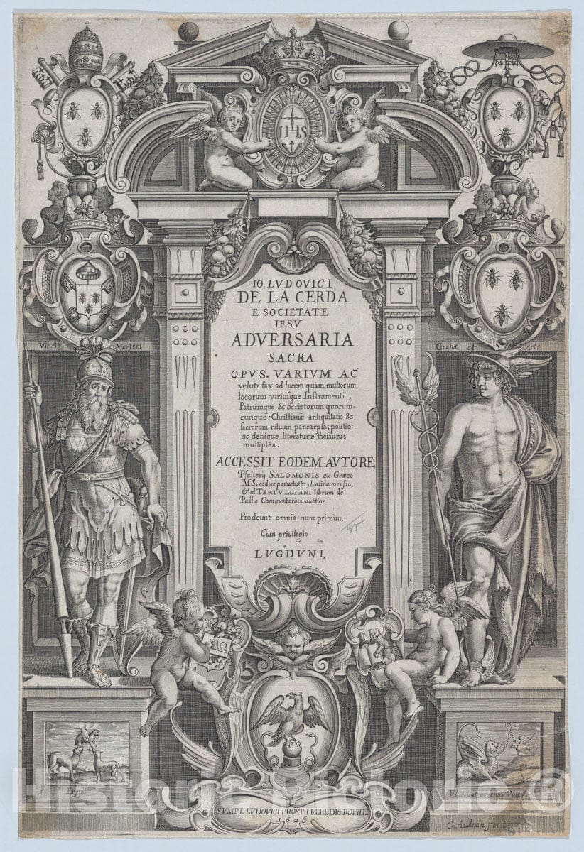 Art Print : Charles Audran - Frontispiece for 'Adversaria Sacra' : Vintage Wall Art
