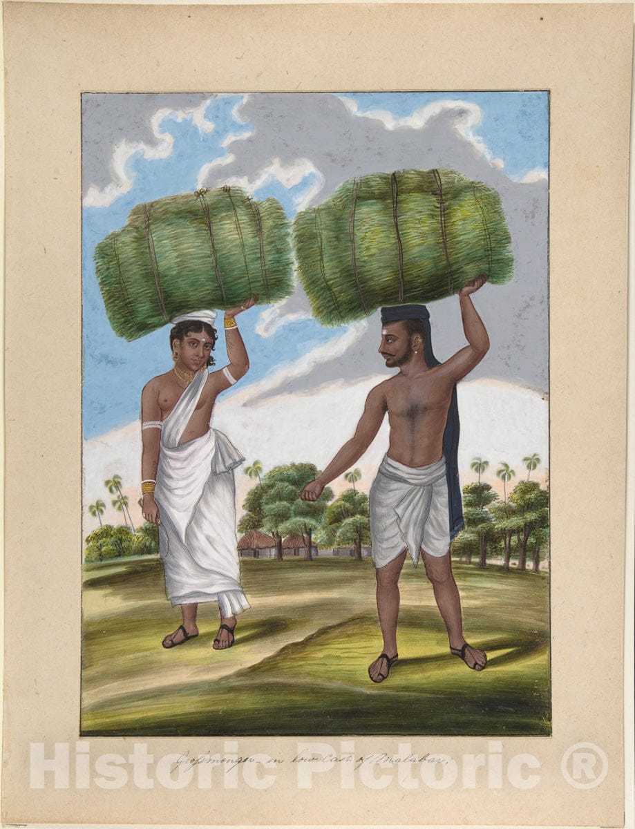 Art Print : Indian, 19th Century - Grossmonger, in Low Cast of Malabar, from Indian Trades and Castes : Vintage Wall Art