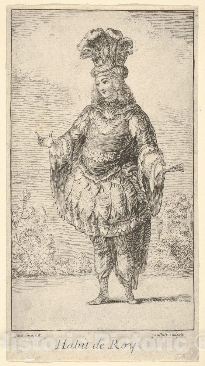 Art Print : Habit de Roy - Artist: Claude Gillot - Created: c1721 : Vintage Wall Art