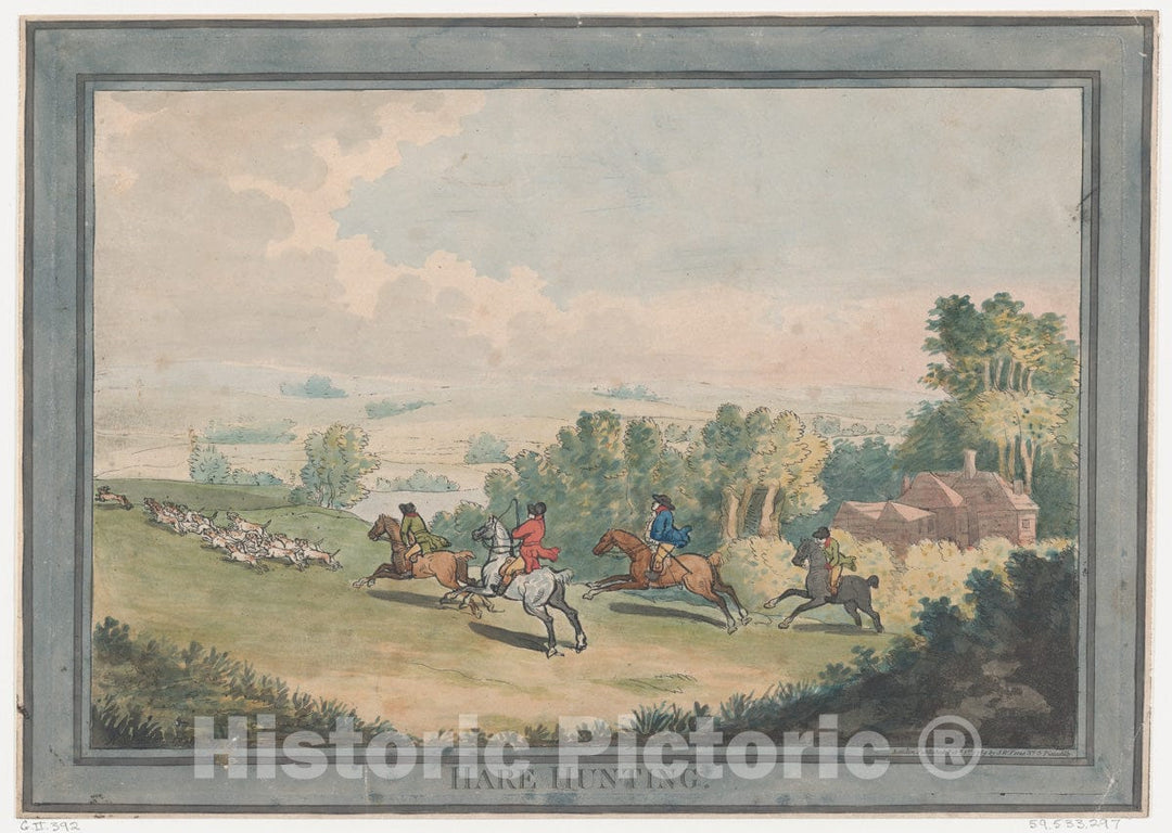 Art Print : Thomas Rowlandson - Hare Hunting : Vintage Wall Art
