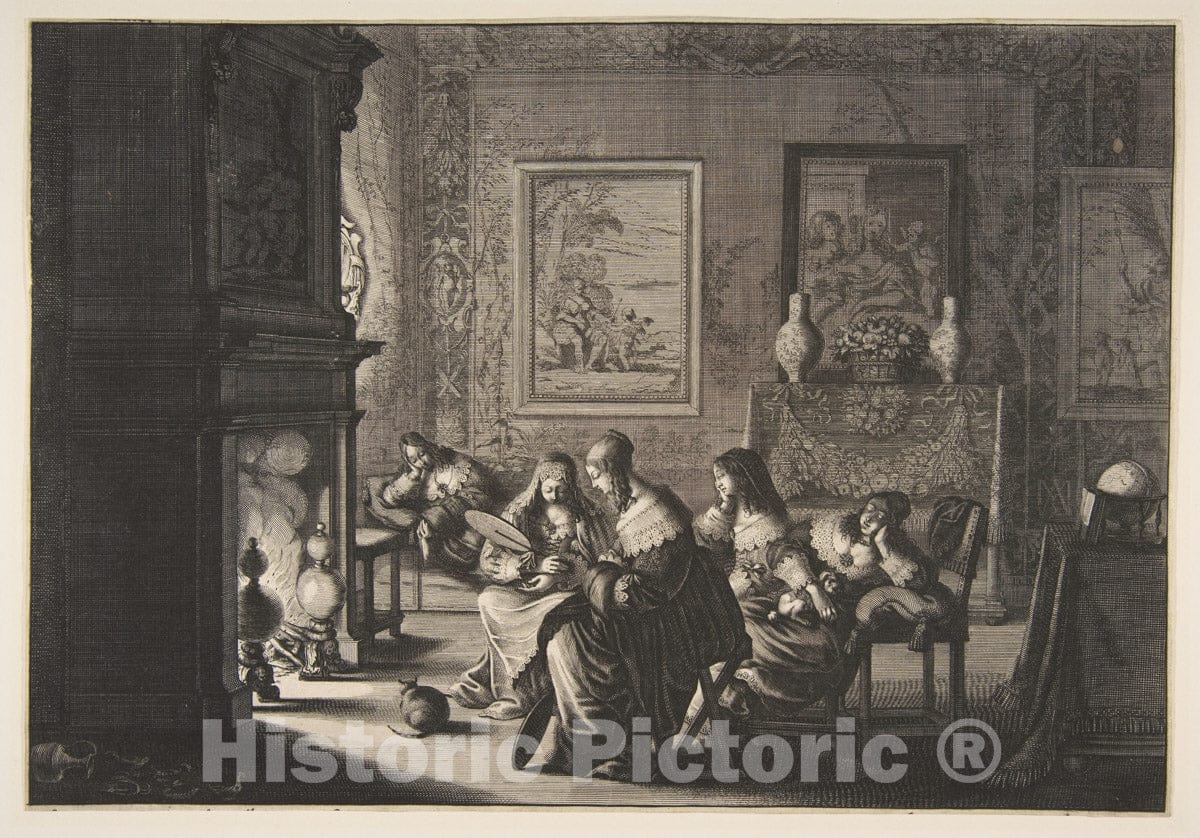 Art Print : Abraham Bosse - Foolish Virgins Sleeping (Les Vierges folles sommolent en Attendant l'arrivée de l'époux) : Vintage Wall Art