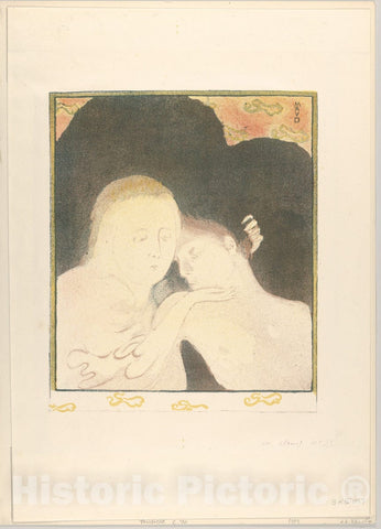 Art Print : Maurice Denis - Madeleine (Two Head/Deux têtes) (Tenderness/Tendresse) : Vintage Wall Art