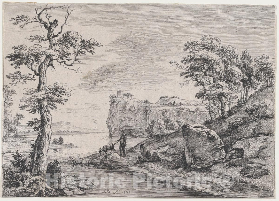 Art Print : Jean Jacques de Boissieu - Goatherd : Vintage Wall Art