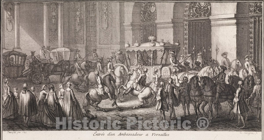 Art Print : Designed by Charles Le Brun - Grand Escalier du Chateau de Versailles dit Escalier des Ambassadeurs : Vintage Wall Art