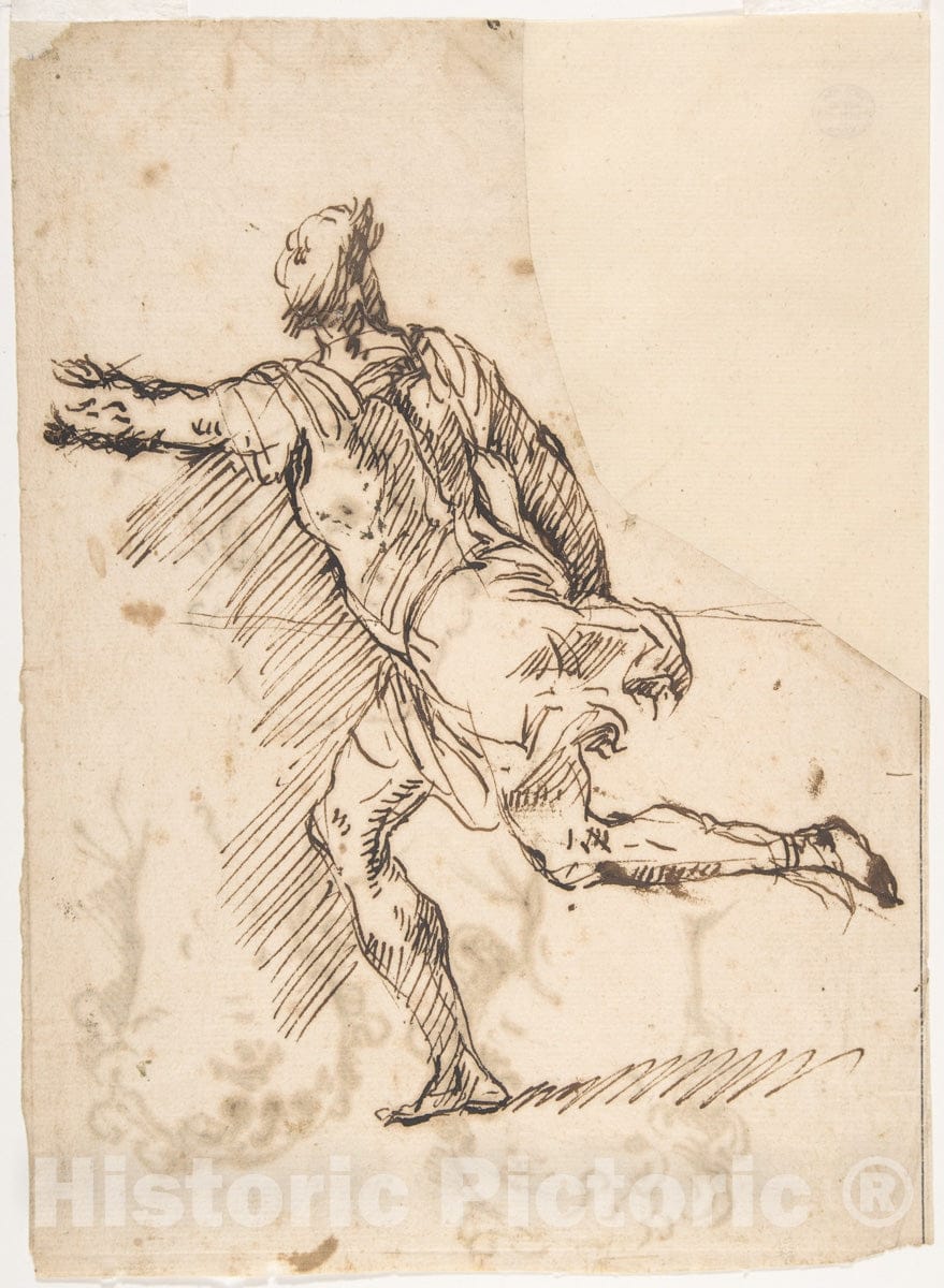 Art Print : Micco Spadaro (Domenico Gargiulo) - Male Figure Running (Recto)