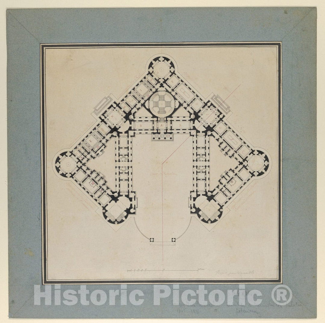 Art Print : Jacques Charles Bonnard - Floor Plan for a Royal Palace : Vintage Wall Art