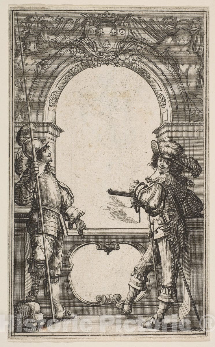 Art Print : Abraham Bosse - Frontispiece to Les Gardes Françaises : Vintage Wall Art