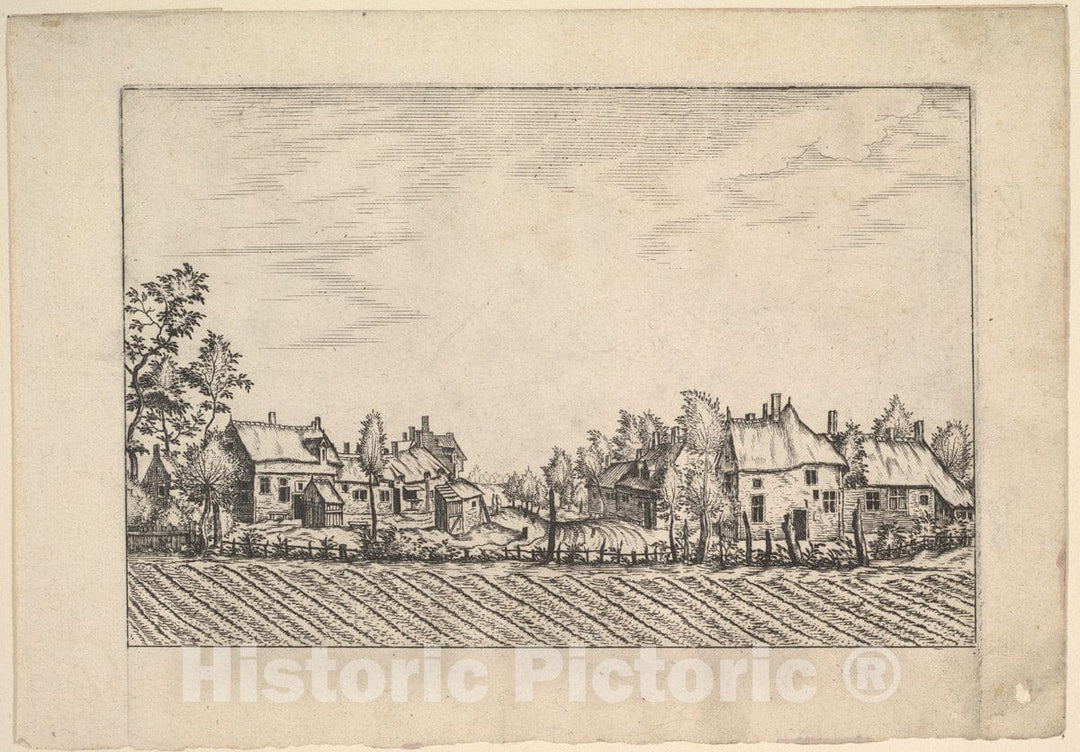 Art Print : Farms - Artist: Johannes Van Doetecum The Elder - Created: c1559 : Vintage Wall Art