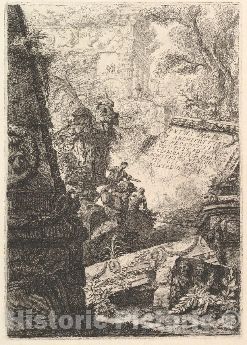 Art Print : Giovanni Battista Piranesi - Frontispiece: Prima Parte di Architetture,e Prospettive : Vintage Wall Art