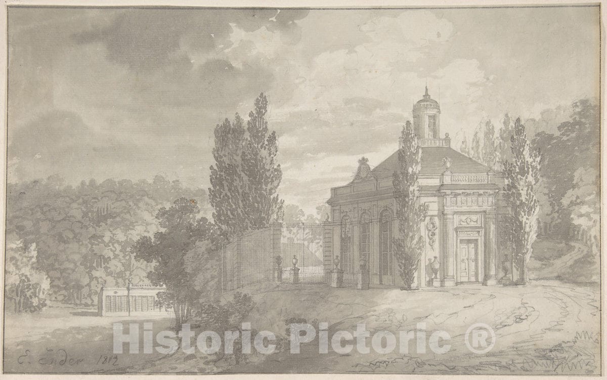 Art Print : E. Ender - Garden Pavillion : Vintage Wall Art
