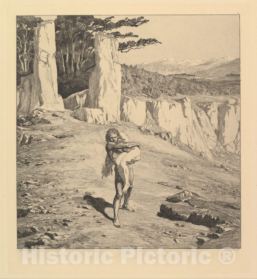 Art Print : Max Klinger - Eva und die Zukunft (Rad.-Werk III) : Vintage Wall Art