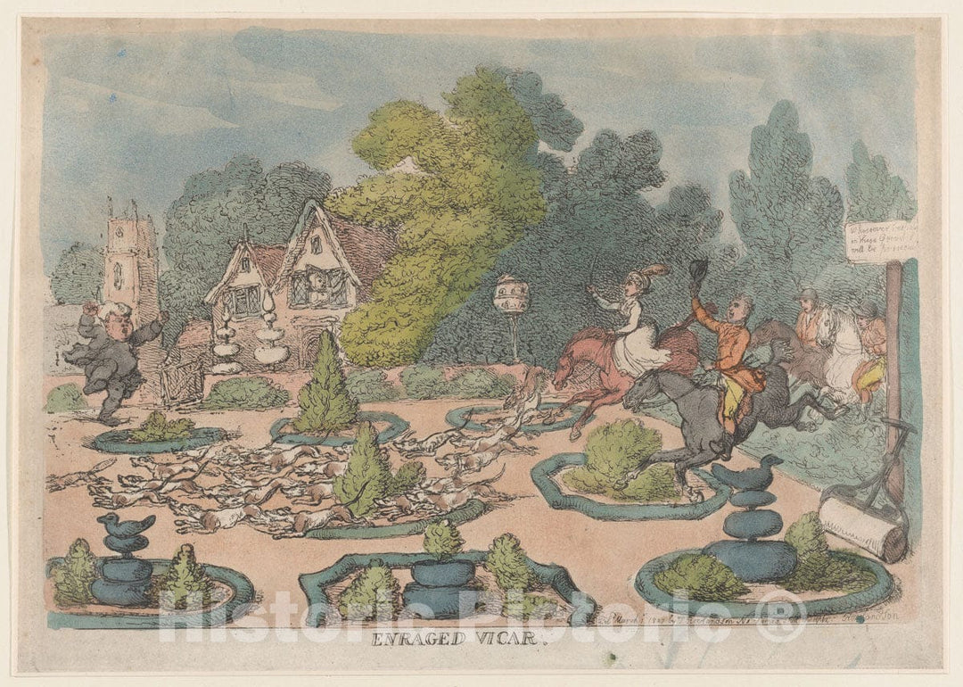 Art Print : Thomas Rowlandson - Enraged Vicar : Vintage Wall Art