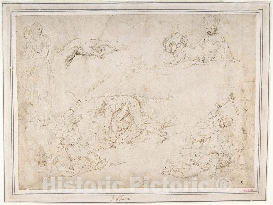Art Print : Figure Studies - Artist: Battista Franco - Created: 1510–61 : Vintage Wall Art