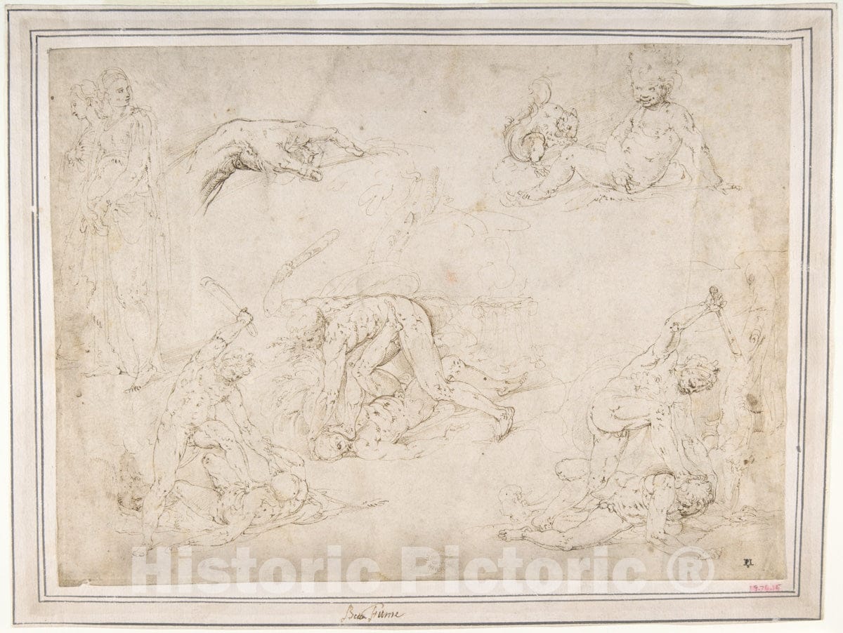 Art Print : Figure Studies - Artist: Battista Franco - Created: 1510–61 : Vintage Wall Art