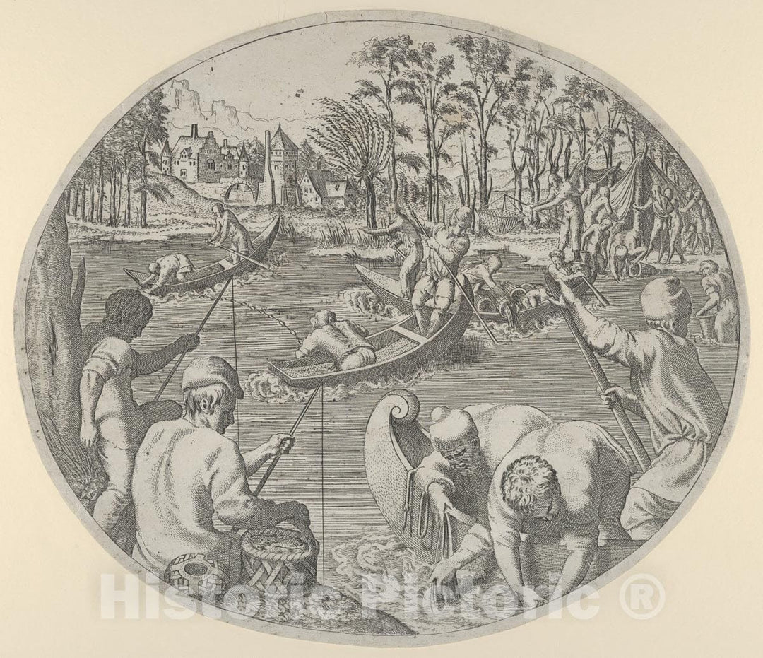 Art Print : Léon Davent - Fishing Scene 2 : Vintage Wall Art