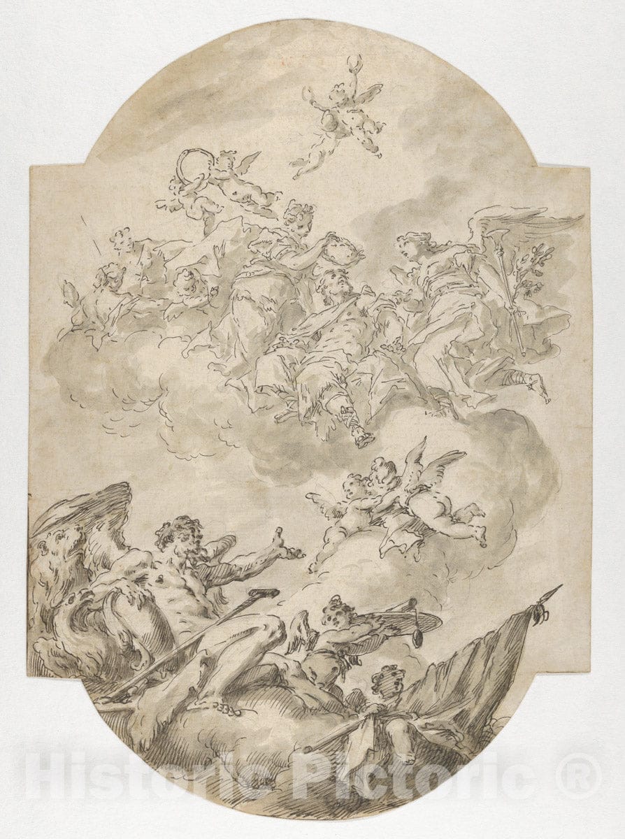 Art Print : Gaspare Diziani - Glorification of The Widmann Family : Vintage Wall Art