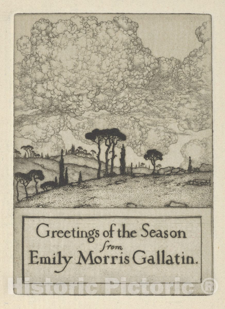 Art Print : Ernest Haskell - Greetings of The Season from Emily Morris Gallatin 3 : Vintage Wall Art