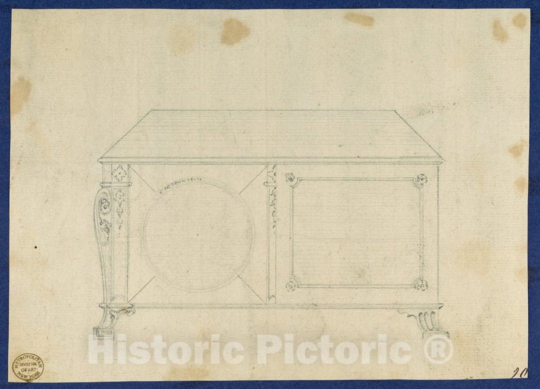 Art Print : Thomas Chippendale - French Commode, from Chippendale Drawings, Vol. II 2 : Vintage Wall Art