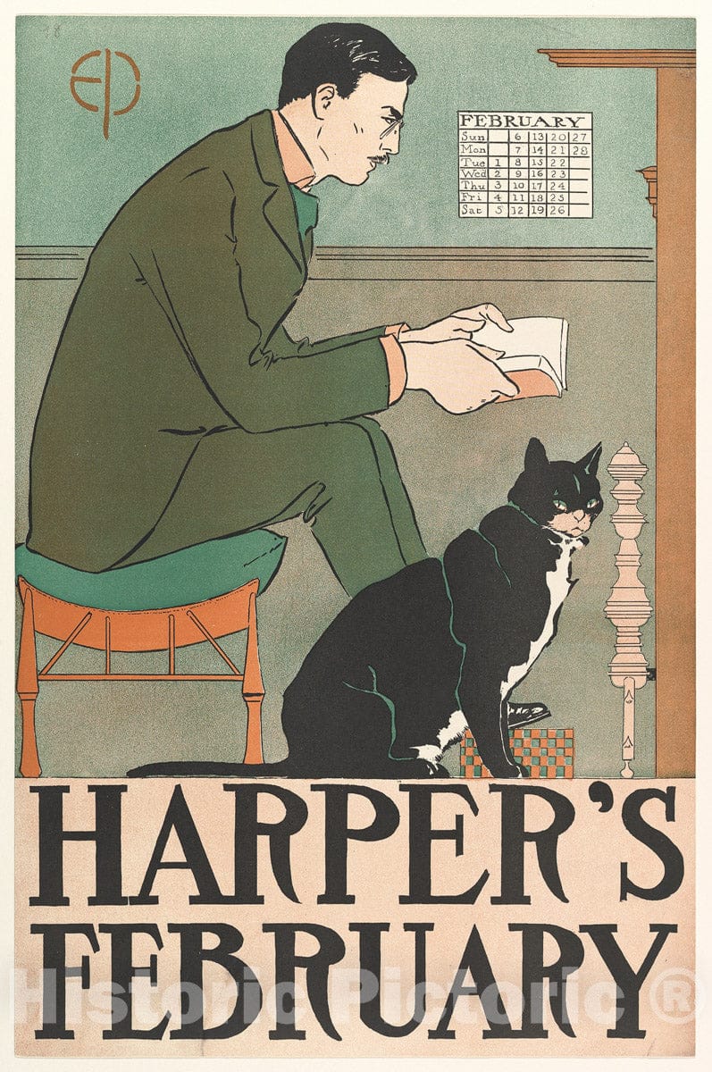 Art Print : Edward Penfield - Harper's: February 2 : Vintage Wall Art