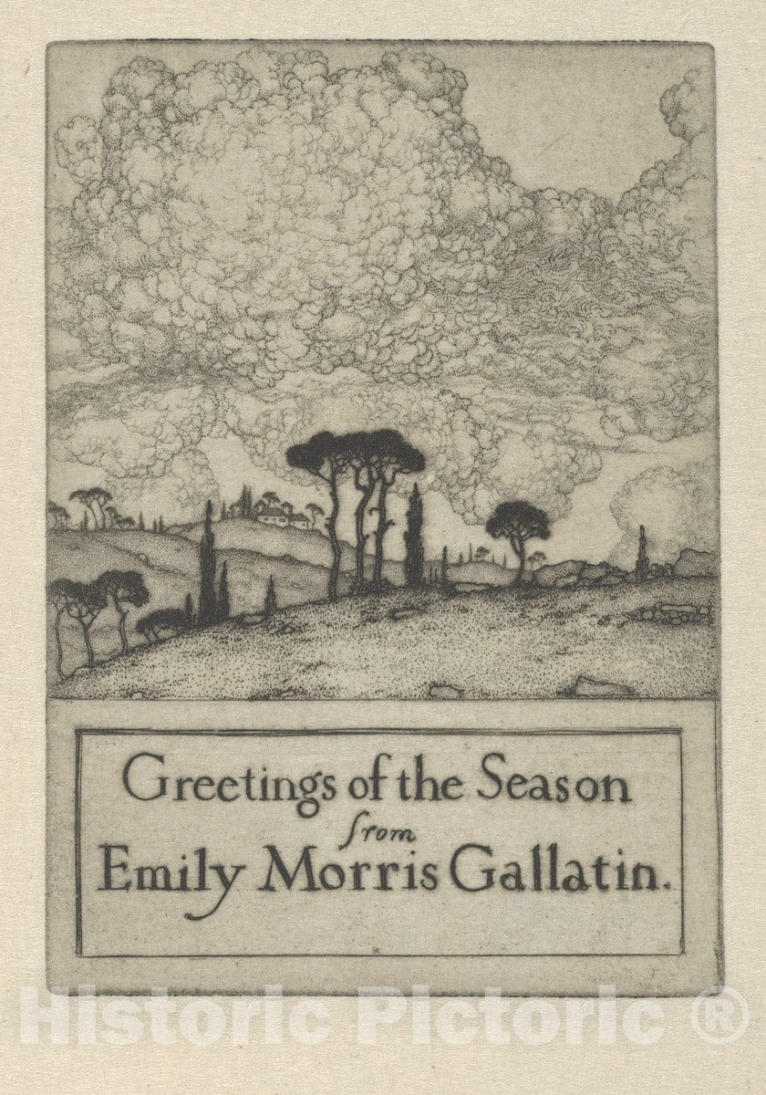 Art Print : Ernest Haskell - Greetings of The Season from Emily Morris Gallatin 1 : Vintage Wall Art