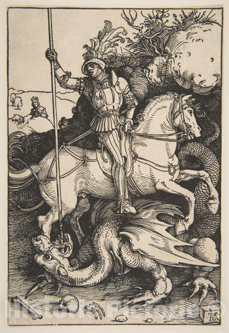 Art Print : Albrecht Dürer - Saint George and The Dragon : Vintage Wall Art