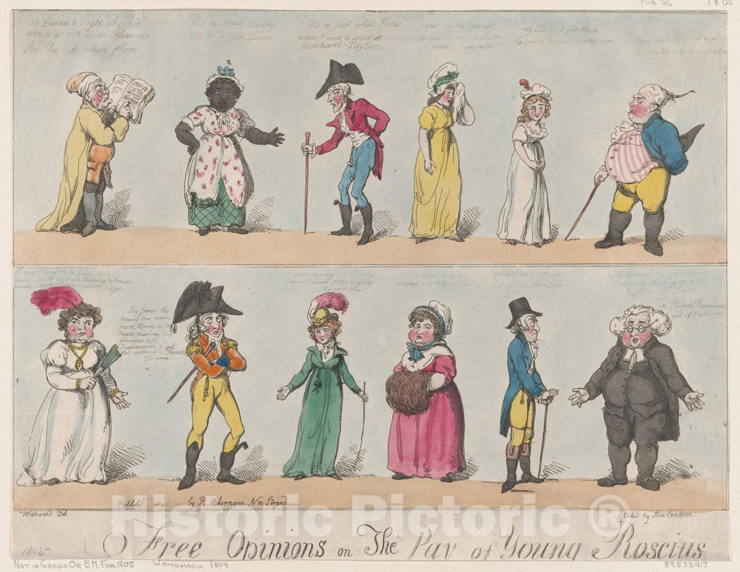 Art Print : Thomas Rowlandson - Free Opinions on The Pay of Young Roscius : Vintage Wall Art