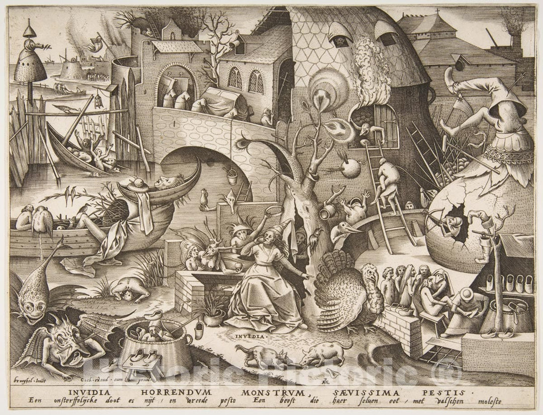 Art Print : Pieter Bruegel The Elder - Envy (Invidia) from The Seven Deadly Sins : Vintage Wall Art