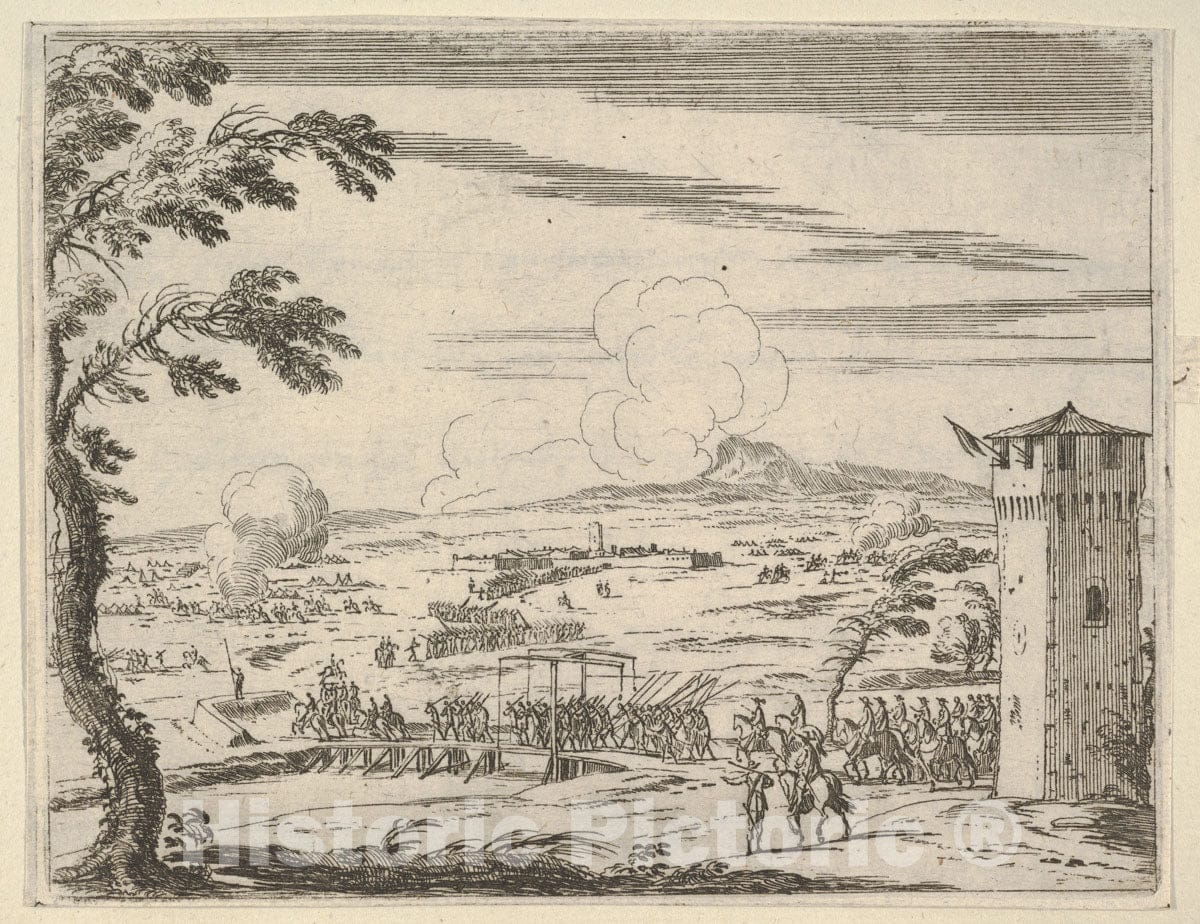 Art Print : Francesco I d'Este Protects The Piazza di Nonantola Against The Marchesa Mattei - Artist: Bartolomeo Fenice (Fenis) - Created: 1659 : Vintage Wall Art