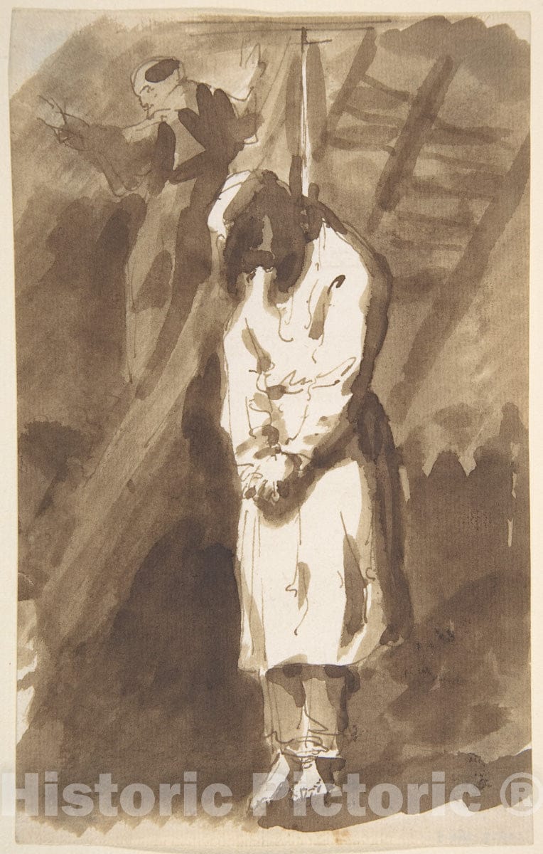 Art Print : Style of Goya - Hanged Man : Vintage Wall Art
