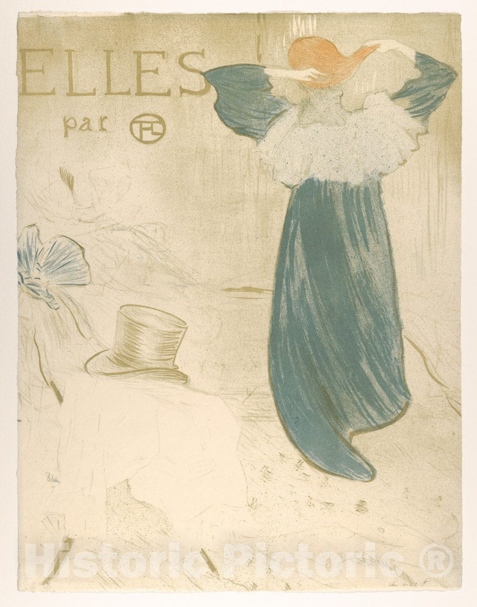 Art Print : Henri de Toulouse-Lautrec - Elles (Portfolio Cover) 2 : Vintage Wall Art