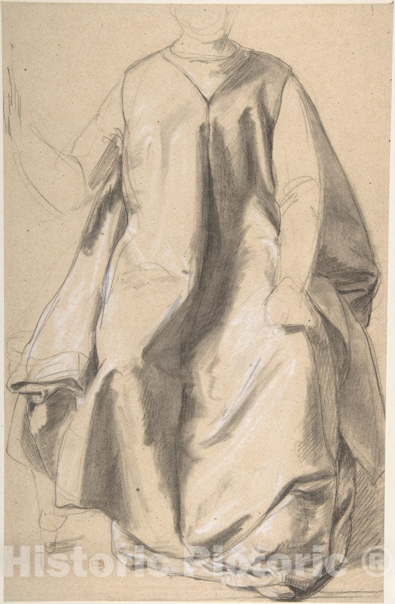 Art Print : British, 19th Century - Figure in a Long Robe, Seated : Vintage Wall Art