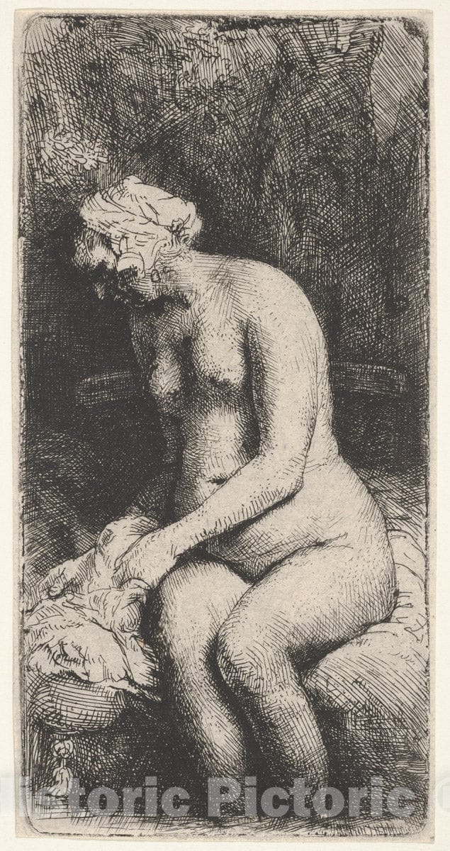 Art Print : Rembrandt (Rembrandt Van Rijn) - Woman Bathing : Vintage Wall Art