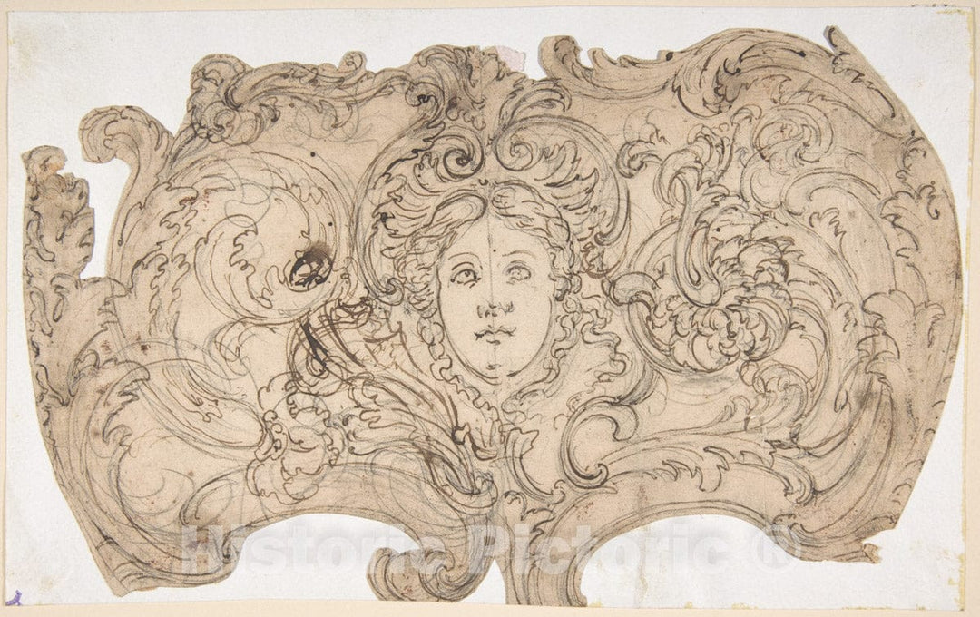 Art Print : Giovanni Battista Foggini - Female Mask Surrounded by Tendrils : Vintage Wall Art