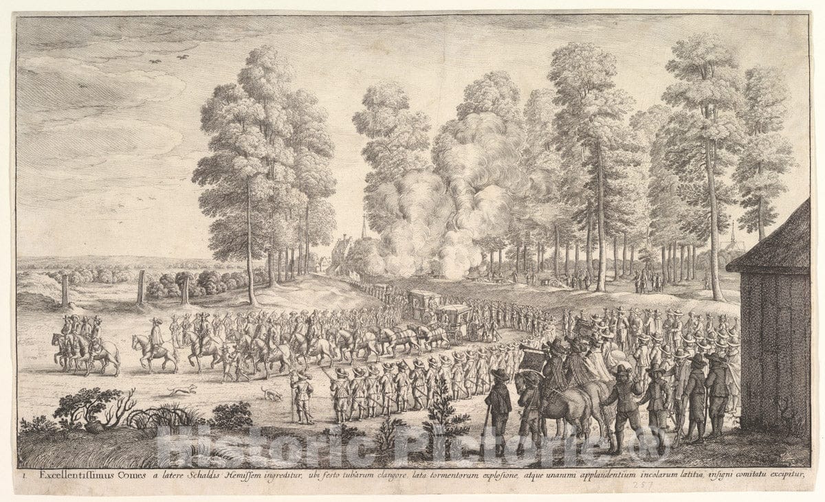 Art Print : Wenceslaus Hollar - Entry of The Count of Thurn and Taxis into Hemissen : Vintage Wall Art