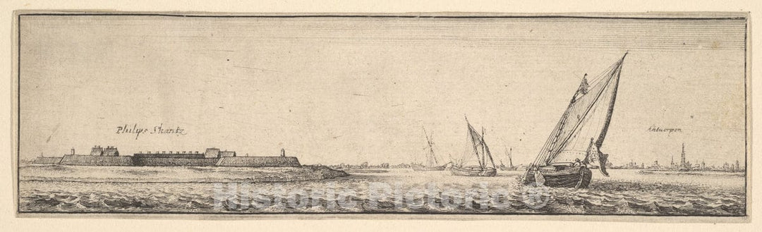 Art Print : Wenceslaus Hollar - Fort of St. Philip on The Shantz : Vintage Wall Art