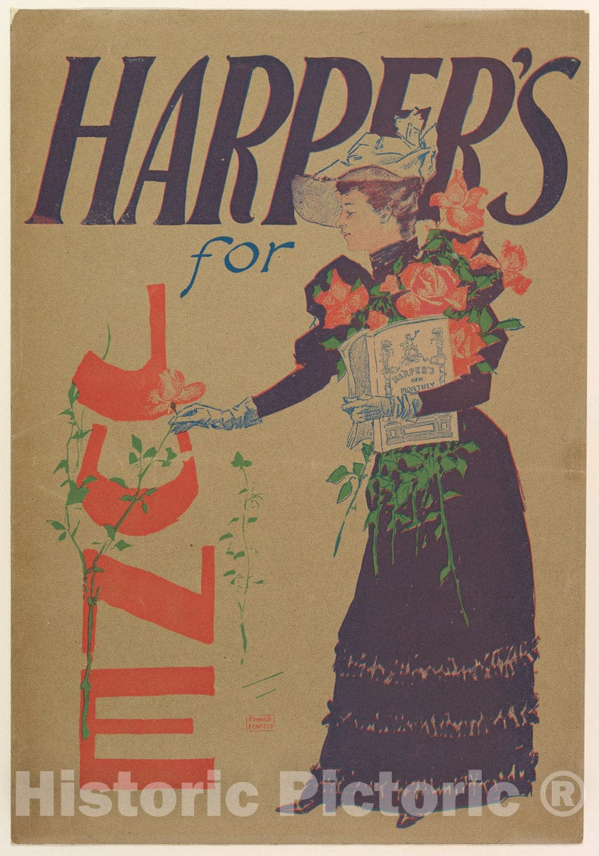 Art Print : Edward Penfield - Harper's: June 1 : Vintage Wall Art