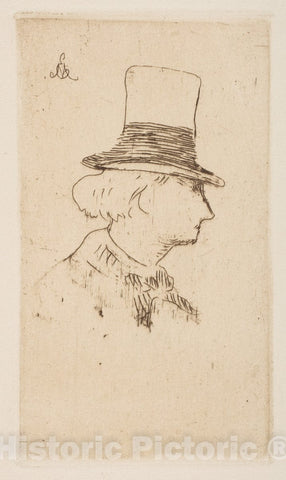 Art Print : Édouard Manet - Portrait of Charles Baudelaire, in Profile : Vintage Wall Art