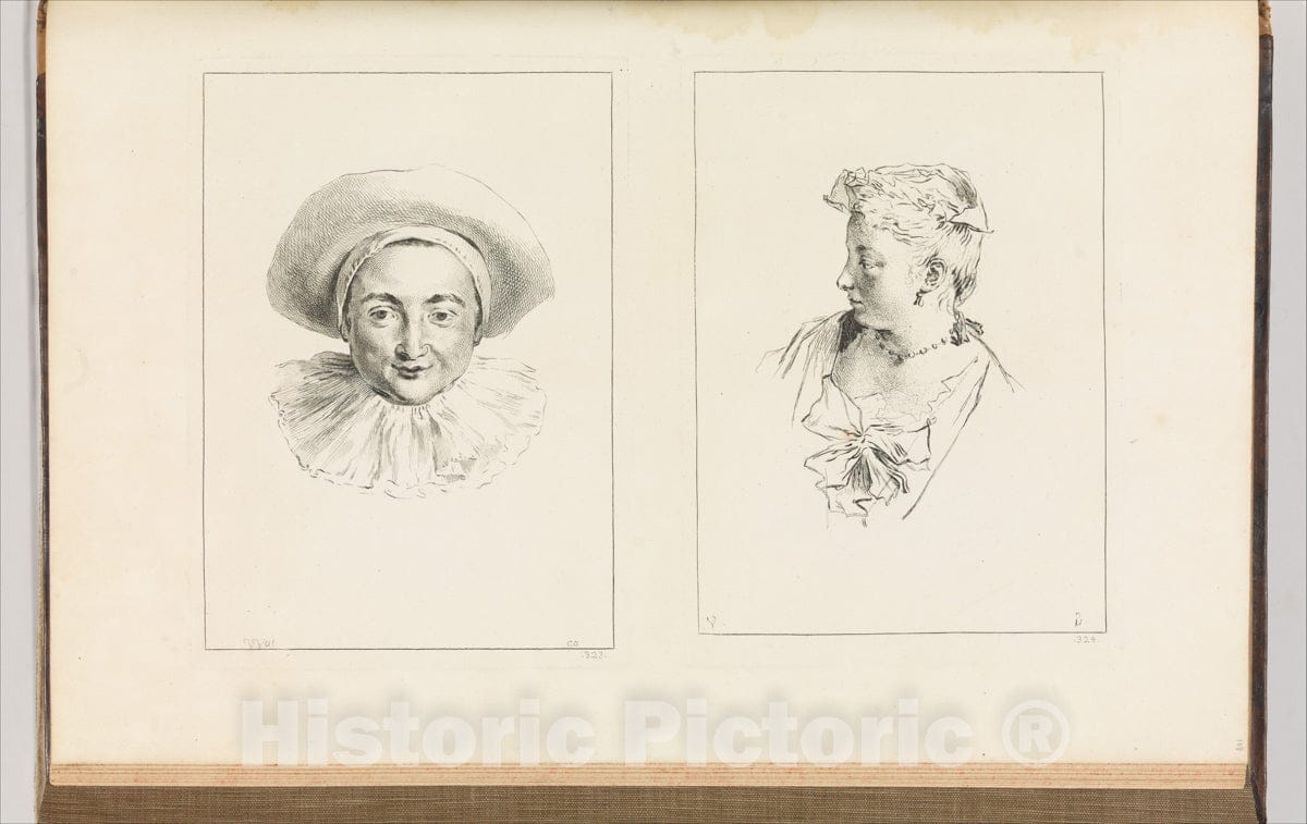 Art Print : Antoine Watteau - Figures de Differents caracteres, de Paysages .Volume II : Vintage Wall Art