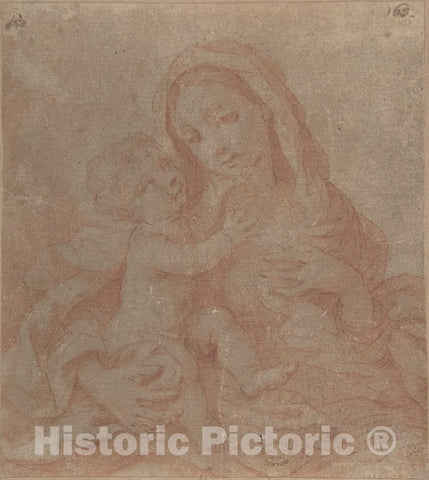 Art Print : Italian, Roman-Bolognese, 17th Century - Madonna and Child 1 : Vintage Wall Art