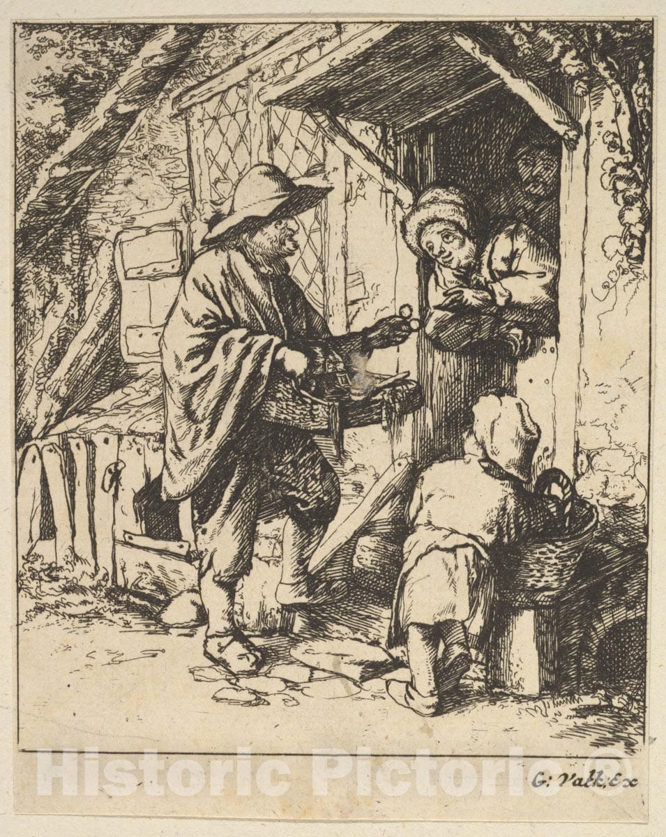 Art Print : After Adriaen Van Ostade - Eyeglass Merchant : Vintage Wall Art