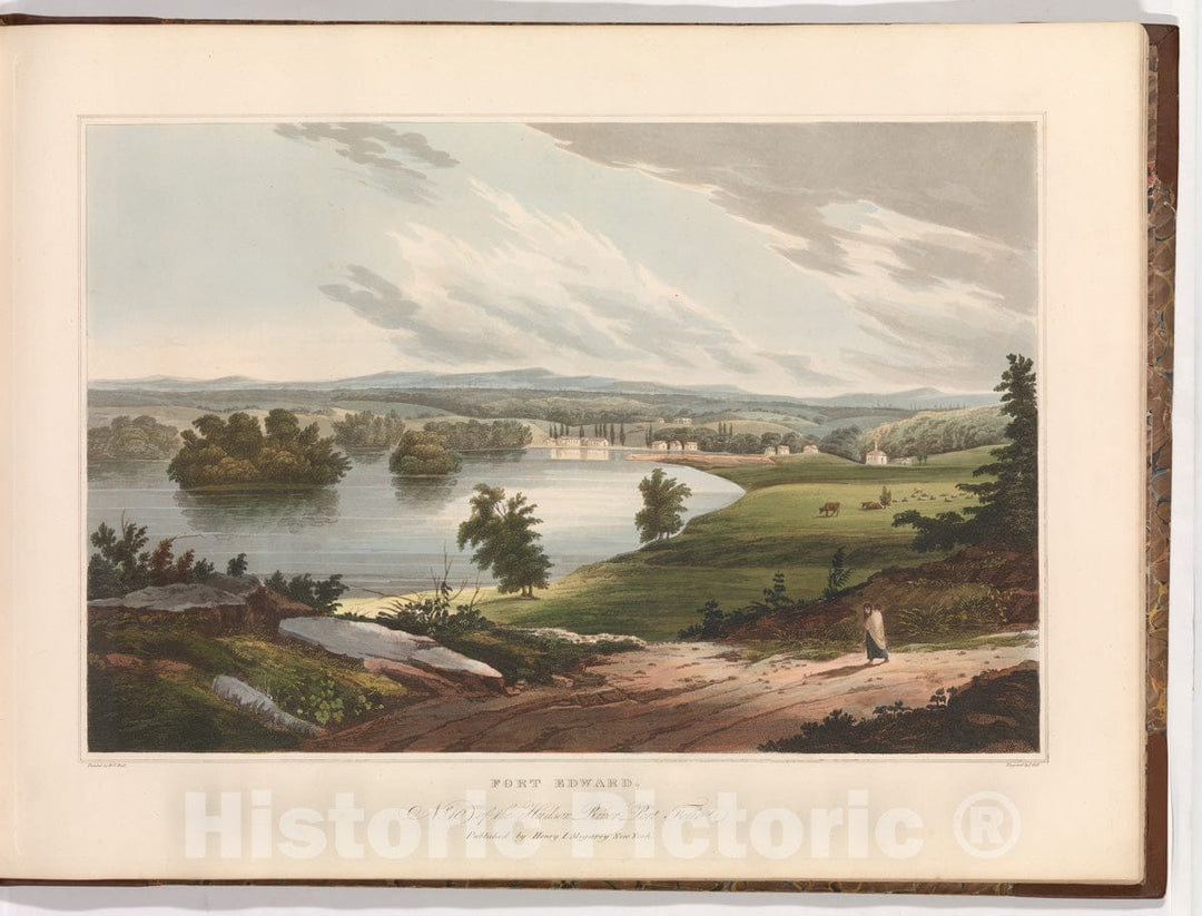 Art Print : John Hill - Fort Edward (No. 10 of The Hudson River Portfolio) : Vintage Wall Art
