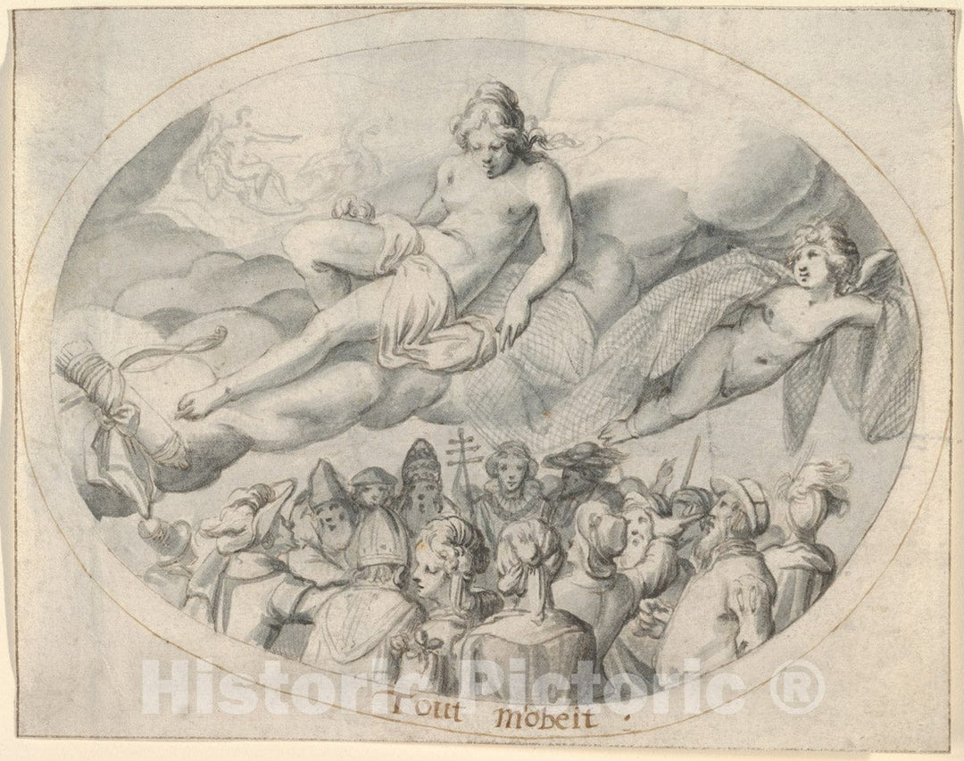 Art Print : Jacob Matham - Emblem Drawing (I Rule Everything) : Vintage Wall Art