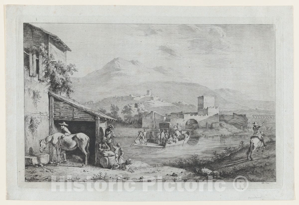 Art Print : Jean Jacques de Boissieu - Garigliano Passage (Italy) 2 : Vintage Wall Art