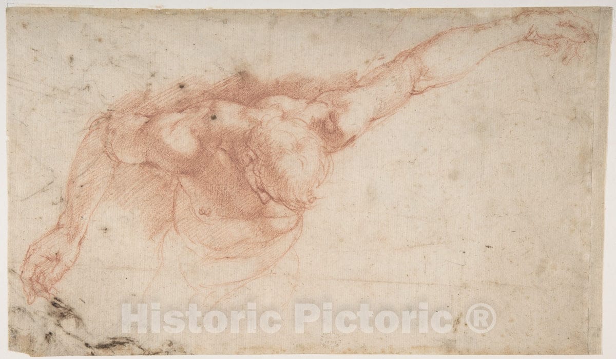 Art Print : Half Figure of a Youth with Outstretched Left Arm and Bowed Head - Artist: Battista Franco - Created: 1554–61 : Vintage Wall Art